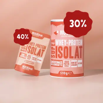 Hier ist ein Bild der von NutriPur zum Kauf angebotenen Variante des Super Isolat Whey Proteinpulvers Zimt. Jetzt Rabatt