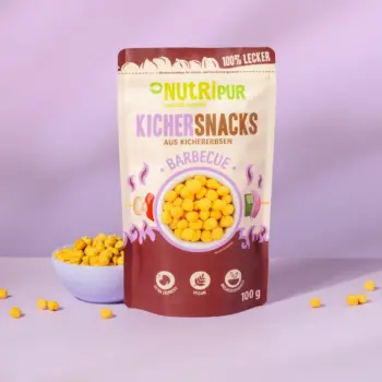 Produktbild der gerösteten Kichererbsen mit Barbecue-Geschmack von NutriPur