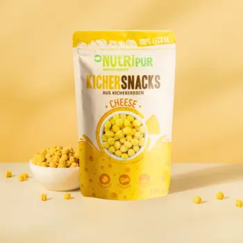 Produktbild der runden Kichererbsen-Chips mit Cheese von NutriPur