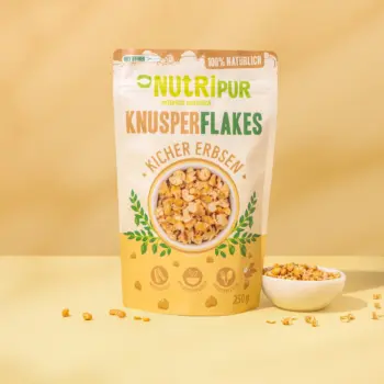 Hier ist ein Produktbild der Kichererbsen-Knusperflakes von Nutripur