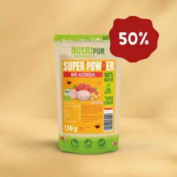 Hier ist ein Produktbild vom SuperSpice Bio-Acerola von NutriPur. Jetzt 50 Prozent Rabatt