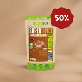 Hier ist ein Produktbild vom SuperSpice Bio-Cassia Zimt von NutriPur. Jetzt 50 Prozent Rabatt