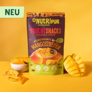 Produktbild der weichgetrockneten Mangostreifen von NutriPur