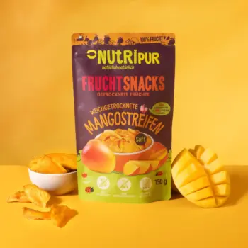 Produktbild der weichgetrockneten Mangostreifen von NutriPur